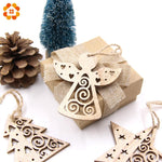 6Pcs Hollow Christmas Wooden Pendant Ornaments