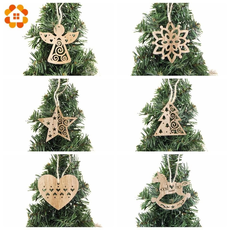 6Pcs Hollow Christmas Wooden Pendant Ornaments - COVESSENTIAL