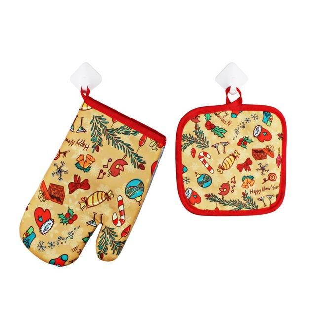 1 Set Christmas Baking Glove And Pad - COVESSENTIAL